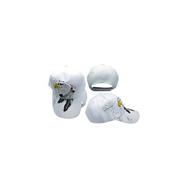 Native Pride Indian Bald Eagle Feathers Grey Shadow White Embroidered Cap Hat