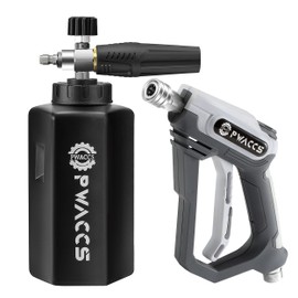 PWACCS Pressure Washer Foam Gun, Short Pressure Washer Gun, Foam Cannon for Car Wash Kit with 1/4" Quick Connector, Pressure Wash Handle for Power Washer with M22 Male Inlet, 4000 PSI, 1.5 Liter