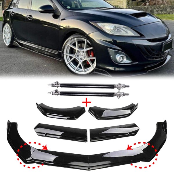 Unbranded Front Bumper Lip Splitter Spoiler Strut Rod Bod Kit