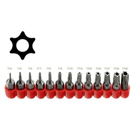 ALAZCO Multifunction 13pc Tamper Proof 6 Point Star Torx Driver Bit Set - Fits ¼" Screwdriver Sockets & Power Tool Shanks TT-4 To TT-40 - Premium Quality Taiwan - AZ13TSB