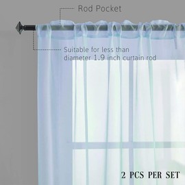 TOAVA DECO - Cortinas transparentes de gasa transparente de 84 pulgadas de largo para recámara, bolsillo para barra, paneles de cortinas transparentes de gasa azul filtrante para ventanas, sala de