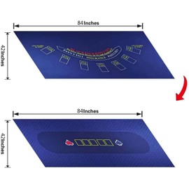Luckin Sports 84 X 42 Inches Texas Holdem/Blackjack and Roulette/Craps Gambling Tablecloth, Flannel, Double Sides,100% Durac Waterproof, Washable and Ironable. (Blue/Blue)