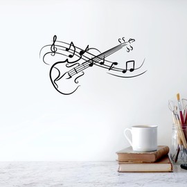 Vinyl Wall Decal Music Notes Violin Abstract Musical Instrument Stickers Mural Large Decor (g2644) Black