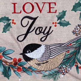 Evergreen Flag Chickadee Wreath Burlap Garden Flag | Christmas Garden Flag 12x18 Double Sided for Outside | Weather and Fade Resistant | Outdoor Flag For Yards and Gardens