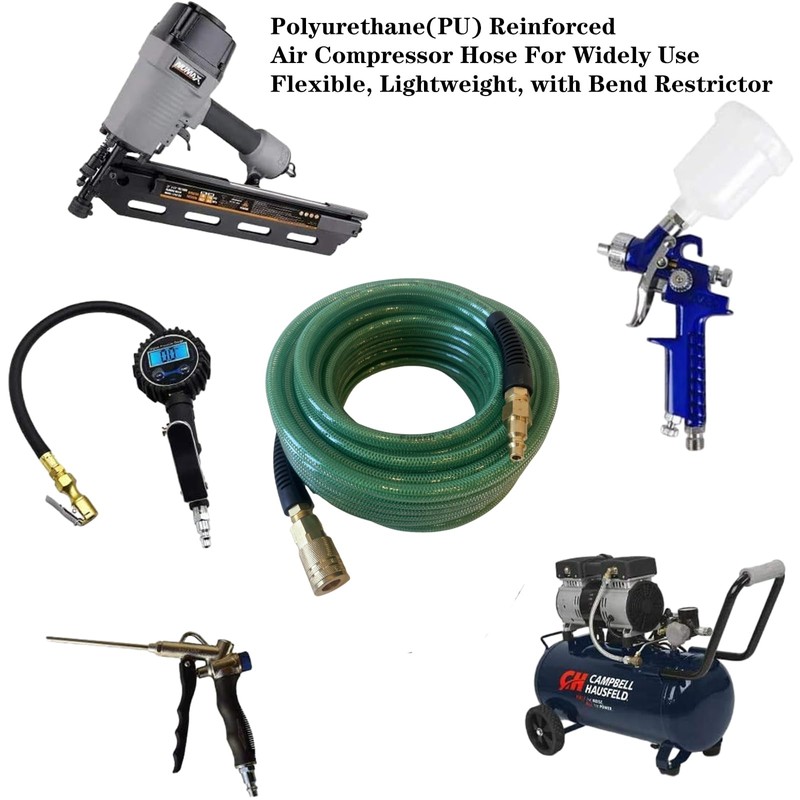 Air Hose 1/4 in x 100 ft, Polyurethane(PU), Reinforced Air