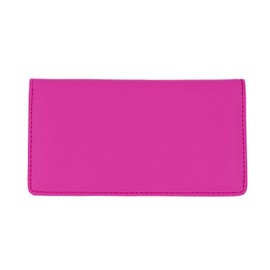 Hot Pink Smooth Leather Checkbook Cover for Top Tear Personal Checks