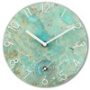 Teal Modern Decorative Wall Clock with Temperature Waterproof Glass Clock for Bathroom Home Decor - 8 Inch, Turquoise Marble Theme