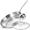 LOLYKITCH 12 Inch Tri-Ply Stainless Steel Frying Pan with Lid,Skillet,Induction