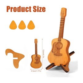 Guitar pick holder,Wooden Acoustic Pick Box with 3 Guitar Picks,Custom Guitar Pick Holder with Stand,Wooden Acoustic Guitar Box,suitable for bass guitar ukulele lovers pick case