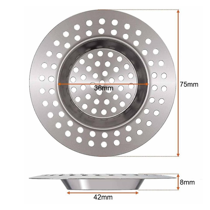Stainless Steel 2Pcs Kitchen Sink Strainer Plug Standard Dual Function