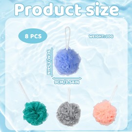Puff Set, Shower Scrunchie, Body Puff, Bath Scrunchies, 8 PCS Bath Puff, Gently Exfoliates Your Skin with Comfortable Smooth Touch,Shower Puff is Big Enough to Fill Your Hand with Luxurious Lather
