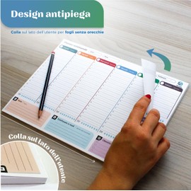 Salgadi Planner Settimanale da Scrivania A4 - Planning da Tavolo Perpetuo con Design Antiorecchie, 50 Fogli, Cartoncino di Supporto, Data Personalizzabile