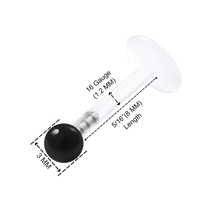 KJM Fashion Monroe Earrings Transparent Bioflex Labret 1.2 mm 16