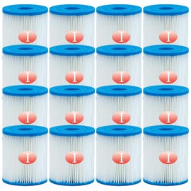 MRSTOT Type I Filter Cartridge for Pools,Replacement Filters Cartridge for 58093,for Summer Waves,for 300/330 Gal/H Filter Pumps (16 Pcs)