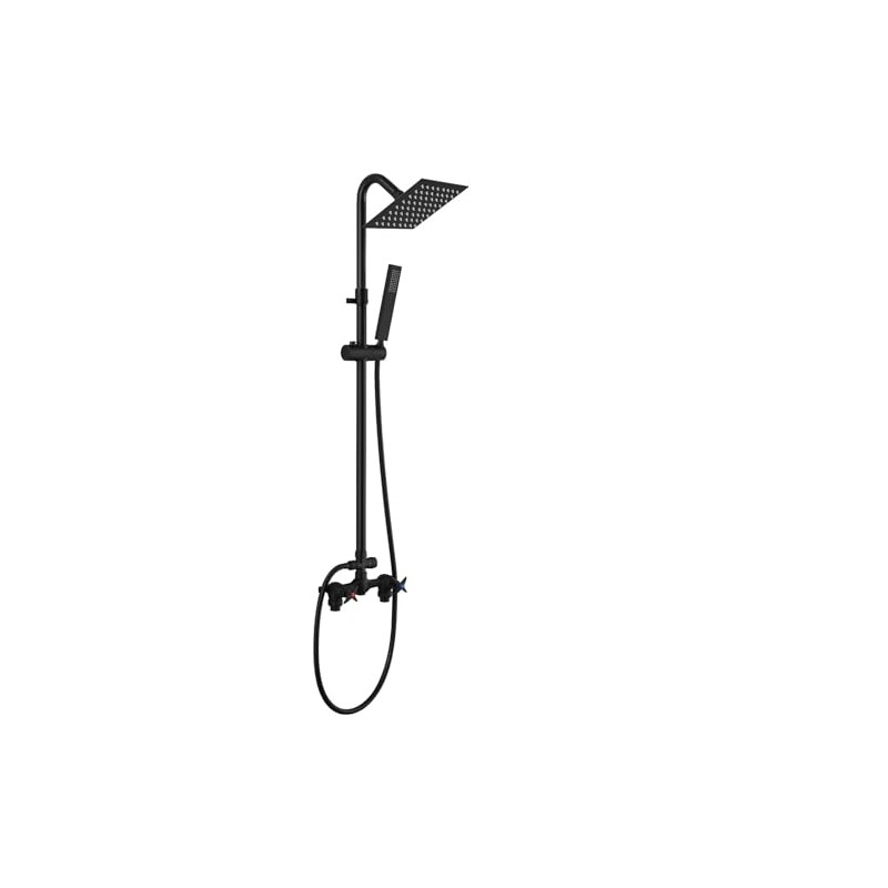 Wall Mounted Outdoor Shower System Matte Black 6" Square Rainfall