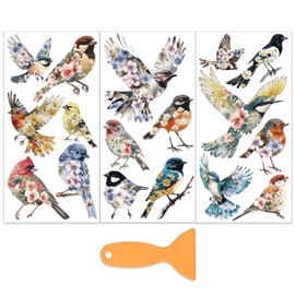 OLYCRAFT 3 Pieces/Set Flowers and Bird Transfer Films for Rubbing on Furniture and Crafts 15 x 30 cm Animal Motif Furniture Transfer Sticker for Rubbing on Wood Scrapbook