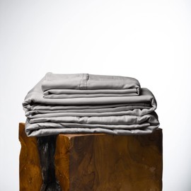 Olive + Crate Eucalyptus Sheets Set – Cooling Sheets for Hot Sleepers – 100% Organic Tencel Lyocell – California King Size – Hypoallergenic – Deep Pockets – Soft, Durable 72" x 84" [Stone Gray]