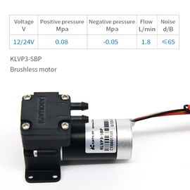 Kamoer KLVP3 Small Diaphragm Pump 12V Brushless Motor High Precision air Pump high Flow Vacuum Pump 120L/H (12V, High performance brushless motor（6000 hours）)