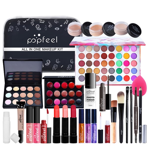 MKNZOME Professional Makeup Sets, 30 Pieces Makeup Set with Makeup Bag Filled Women Makeup Palettes Cosmetic Eyeshadow Lip Gloss Birthday Christmas Gift Set