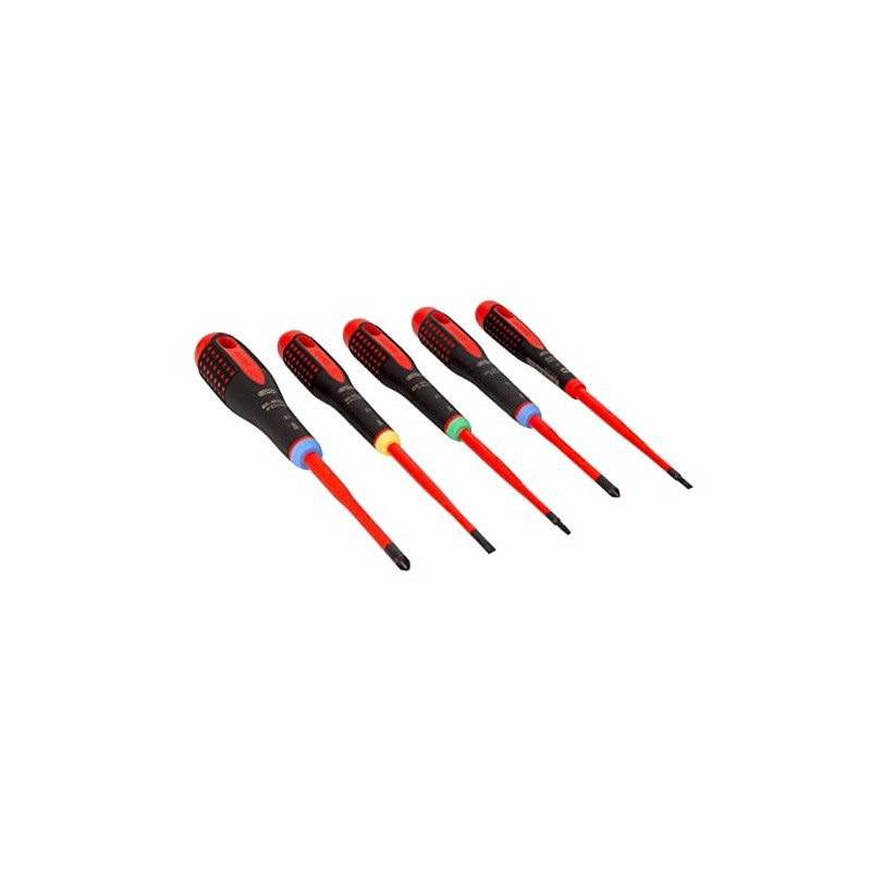 Bahco BE-9872SL Ergo 5 Piece VDE Insulated Slimline SL/PZ/TX Screwdriver