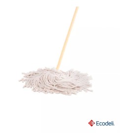 El Castor 5 Pz De Trapeador De Pabilo De 500 Gr Con Bastón De Madera.