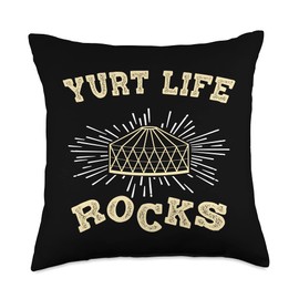 Yurt Lover Camping Designs Life Rocks Yurt Tent Throw Pillow, 18x18, Multicolor