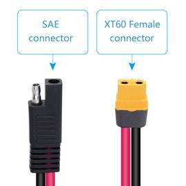 RIIEYOCA 1M SAE to XT60 Connector Adapter, 12AWG Cable, Compatible with Solar Panels, Lipo Battery, Portable Power Station & Solar Generator