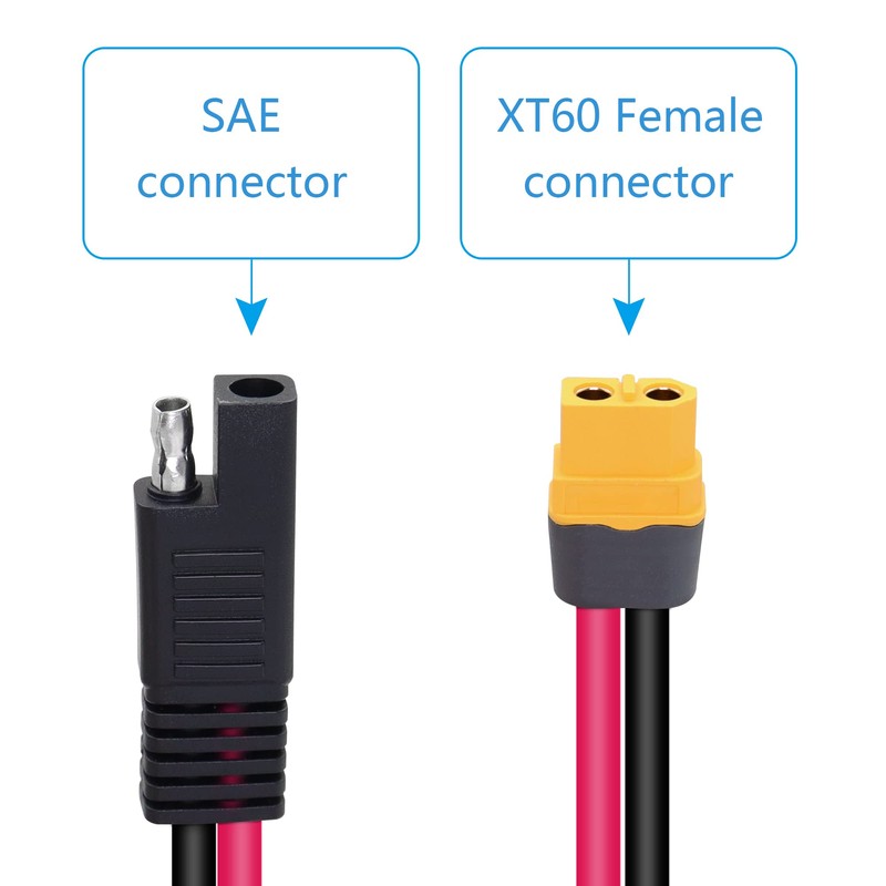 RIIEYOCA 1M SAE to XT60 Connector Adapter, 12AWG Cable, Compatible