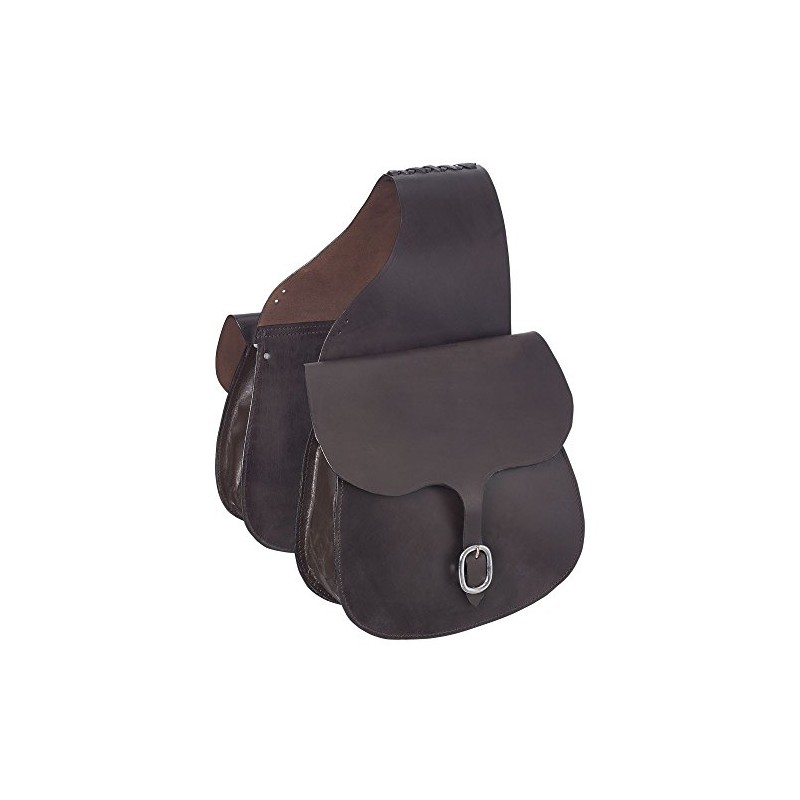 Tough 1 Leather Saddle Bag, Dark Oil Plain, 12" x