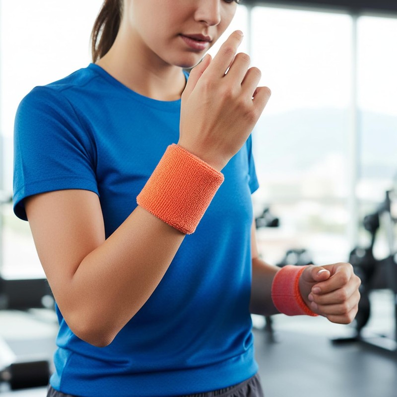 12 Pcs Neon Sweatbands Wristbands, Absorbent Sweat Wrist Band