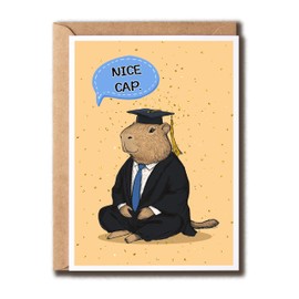 MABSDesigns Nice Cap Card - Capybara Graduation Card - Congratulations Card - Congrats Grad Card - Capybara Lover Card - Cute Graduation Card