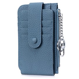 LnxLtw Small Wallet for Women – Mini Leather Card Holder Wallet with 6 Card Slots, ID Window & Zipper Coin Pocket, Compact Keychain Wallet, Slim Small Purse Wallet for Everyday Use (Navy Blue)