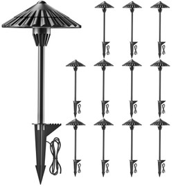 Raxjov 12 Pack 3000K Low Voltage Landscape Lights, 5W 500LM Outdoor Pathway Lighting, 12V IP65 Waterproof Landscape Path Lights for Walkway Yard Garden, CRI 90+, Aluminum, ETL Listed Cord