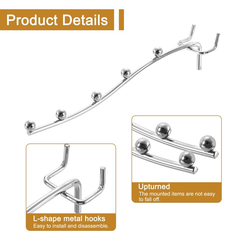 sourcing map 5Pcs 8" Pegboard Hooks, 5 Station Waterfall Hook,