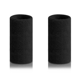 Pack of 2 Sweatbands Wrist 6 Inch Long Sweatbands Elastic Athletic Absorbent Wristbands for Football Basketball Athletics (Black)