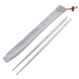 Core Element Titanium Chopsticks 9" Square Handle Grooved Rounded Tip Lightweight Eco-Friendly Durable Survival Utensil Tool Perfect for Camping, Home, Travel (Pack of 2 Pairs)