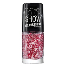 Maybelline New York Make-Up Nagellack Color Show Topcoat All Access New York Effektlack/Überlack mit Glitzerpartikeln in Rot und Weiß, 1 x 7 ml