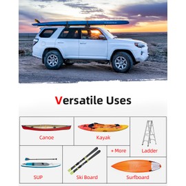 Abahub Soft Roof Rack Pads with 2 Tie Down Straps, 2 Tie Down Ropes, 2 Hood Loops and Storage Bag, for Surfboard, Kayak, Canoe, Heavy Duty Universal Car Roof Racks System (Use Without Cross Bar)