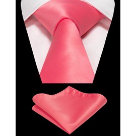 RBOCOTT Deep Pink Tie and Pocket Square Necktie Set for Men(13)