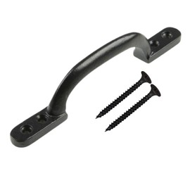 Antique Black Door Bows Pull Handles 6 Inch Sliding Barn Door Handle Retro Bow Shaped Garden Gate Garage Shed Cabinets Door Grab Handles with Screws Pack of 1