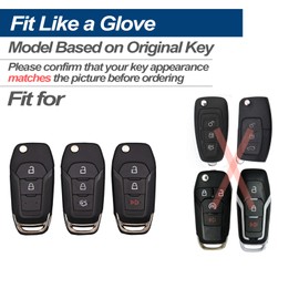 INFIPAR Fit for Flip Ford Maverick F-150 F-250 F-350 F-450 F-550 Super Duty Lightning Ranger Bronco Expedition Escape Explorer Fusion EcoSport F-650 F-750 TPU Key Fob Cover Case Shell Accessory, Blue