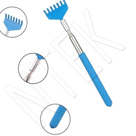 NTEK Portable Extendable Back Scratcher, Back Scratcher Massager, Telescoping Scratcher Tractable Bear Claw Metal Hand Massager Tool, Telescopic Handle for Adults Men Women (Blue, Pack of 2)