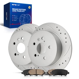 KAX 12.17" Rear Rotors and Pads Kit For 2008-2013 Toyota Highlander, 2014 Toyota Highlander 3.5L, Rear Disc Brakes