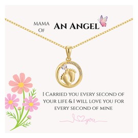 Zewar 18k gold plated necklaces for women, Baby Bump Necklace, Baby Feet Pendant Necklace Expecting Mom Gifts for Pregnant Wife, First Time Moms,Pregnancy Gift for Baby Shower