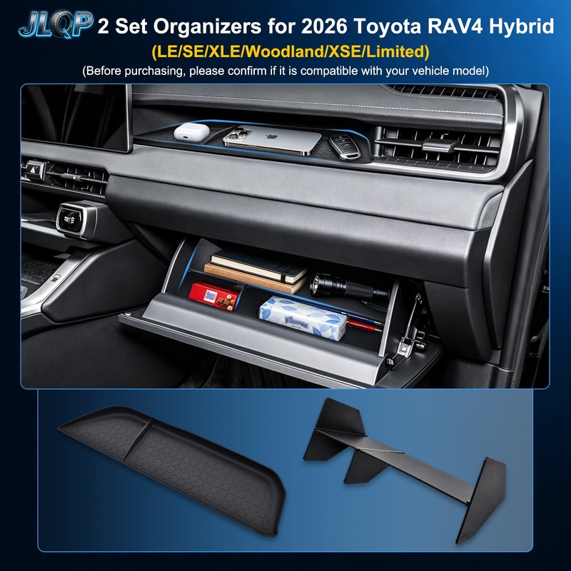 2Pcs Organizers for 2026 Toyota RAV4(LE SE XLE XSE Woodland