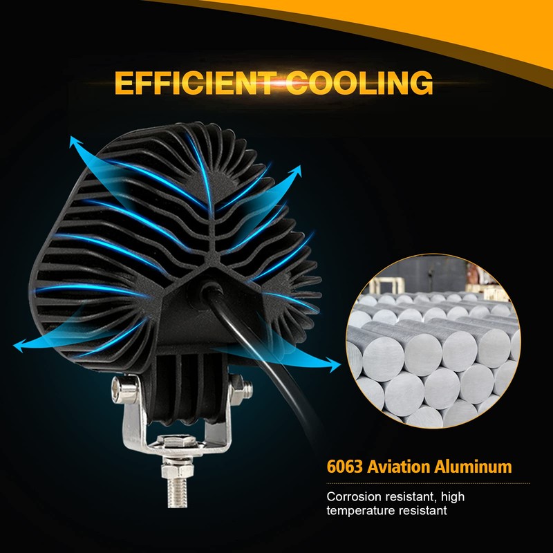 Auxbeam 4in 90W Led Amber Fog Light, Super Bright 9000LM