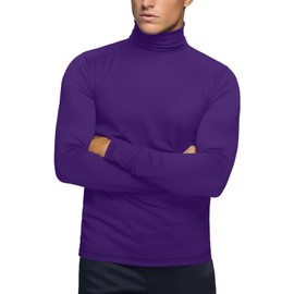 Mens Turtleneck Long Sleeve Shirts Thermal(Purple,X-Large)