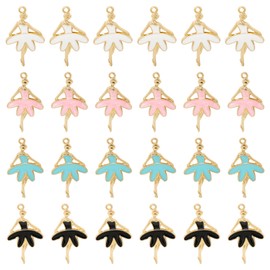 Honbay 24PCS Enamel Alloy Ballerina Ballet Dancer Charms Pendant for Necklace Bracelet Earring Jewelry Making DIY Crafts