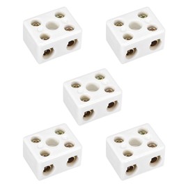 uxcell 2 Way Ceramics Terminal Blocks High Temp Porcelain Ceramic Connectors for Electrical Wire Cable 5pcs