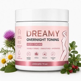 Overnight Toning Whip Cellulite Cream, Firming Cream for Belly, Thighs, Arms & Neck with Peptides & Caffeine, Skin Tightening Cream for Body Loose Skin & Uneven Texture, 6.7 FL Oz